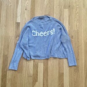 Wooden Ships | cropped loose oversized cheers knit sweater pullover in baby blue